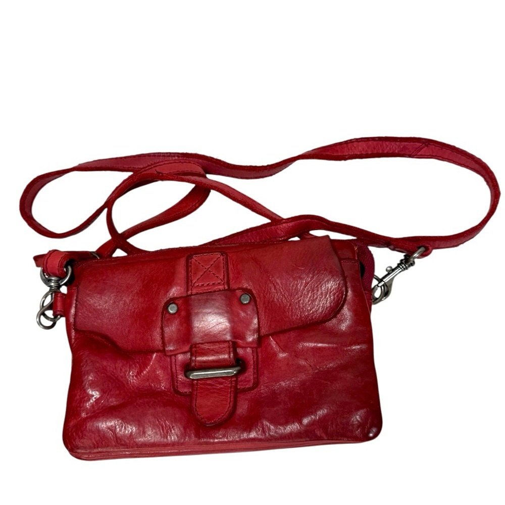 Harbour 2nd Luna Red Leather Triple Pocket Crossbody Belt Bag